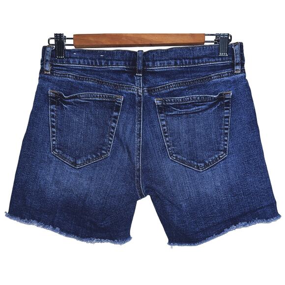 Loft Women's 25" Cotton Blend Dark Wash Denim Frayed Cutoff Shorts - Picture 2 of 5